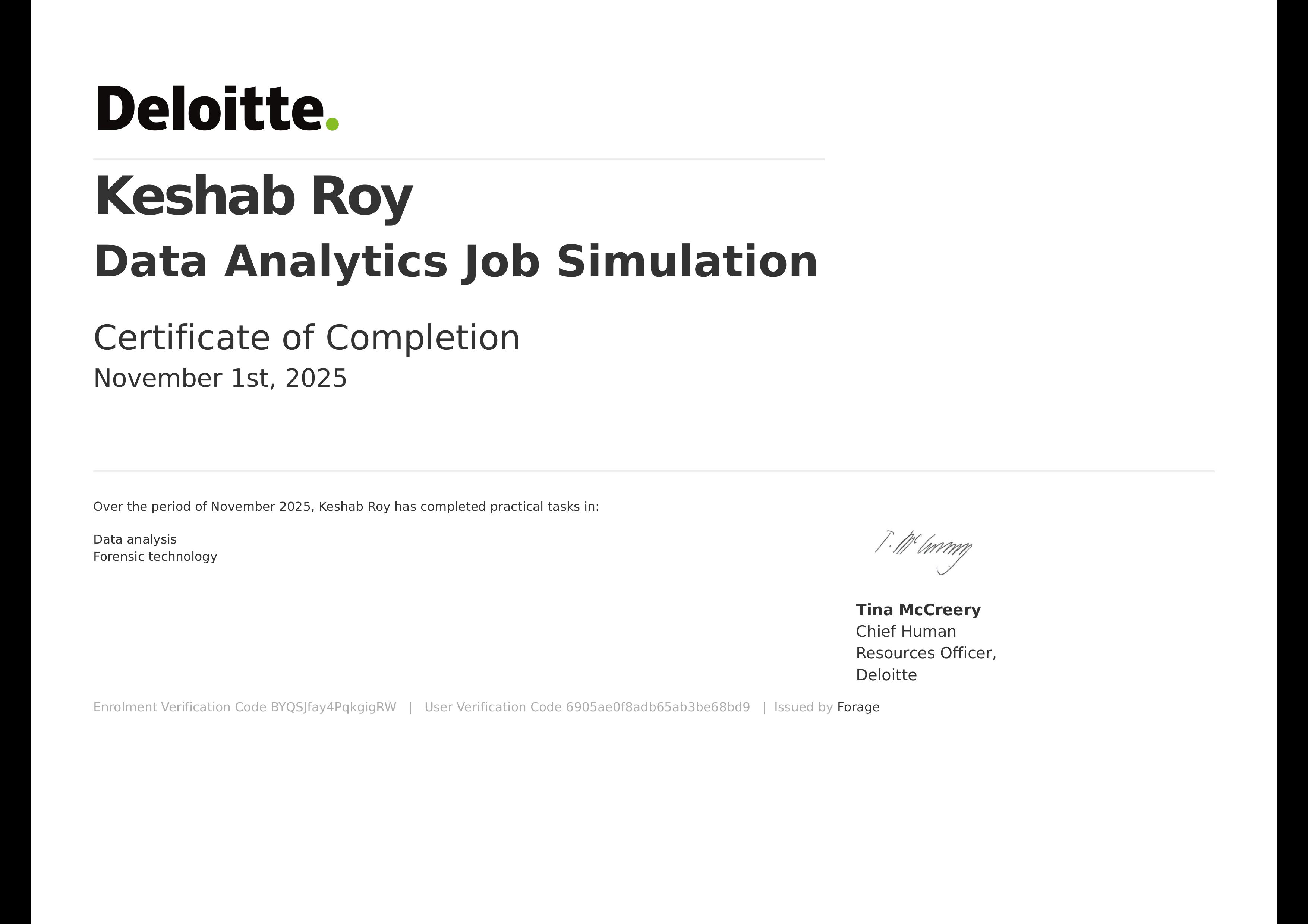 Deloitte Data Analytics Certificate