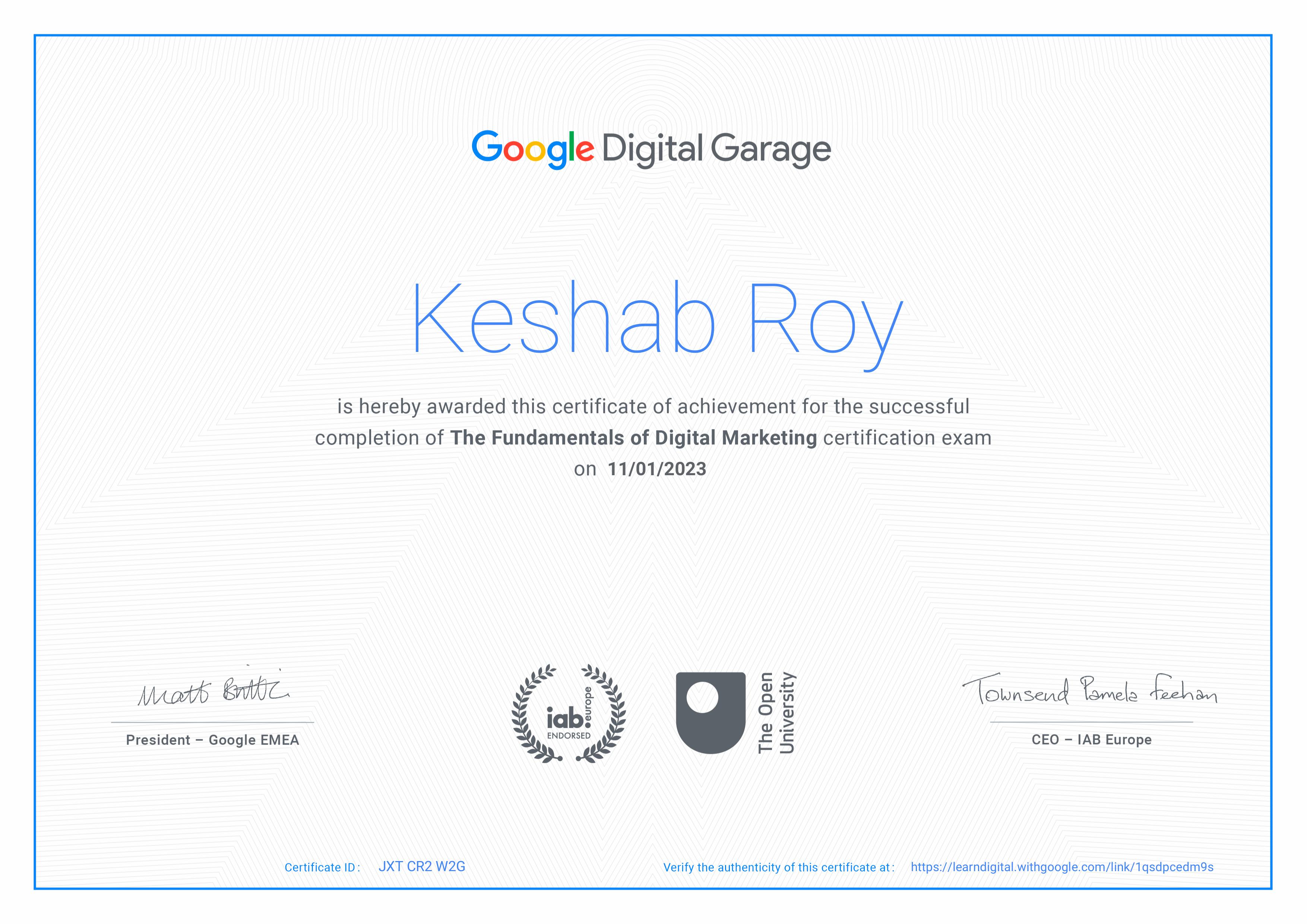 Google Digital Garage Certificate